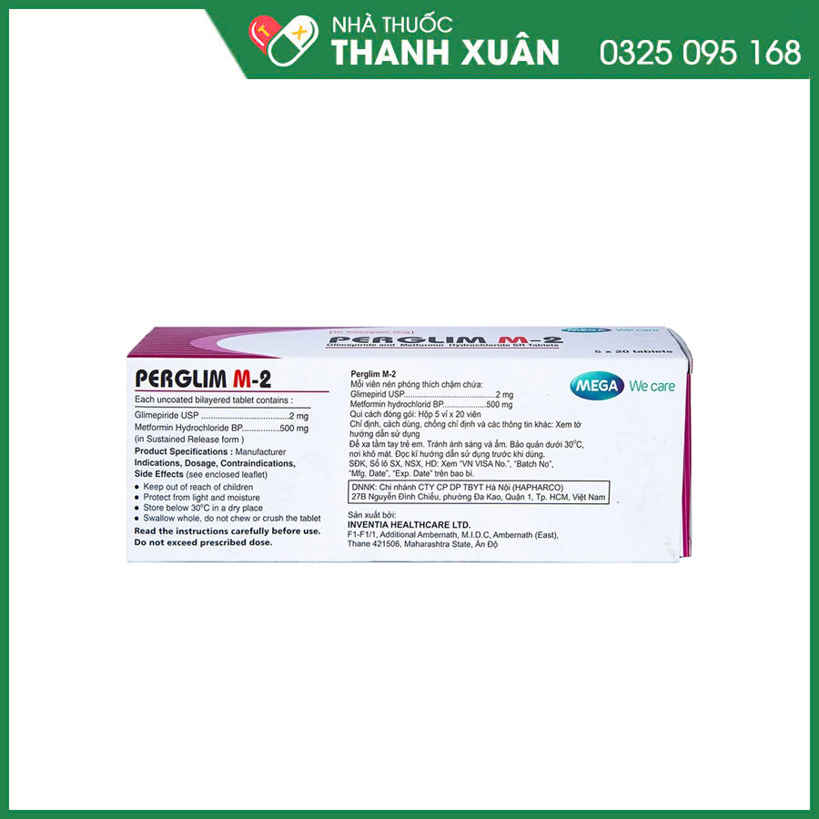 Perglim M-2 thuốc điều trị đái tháo đường tuýp 2